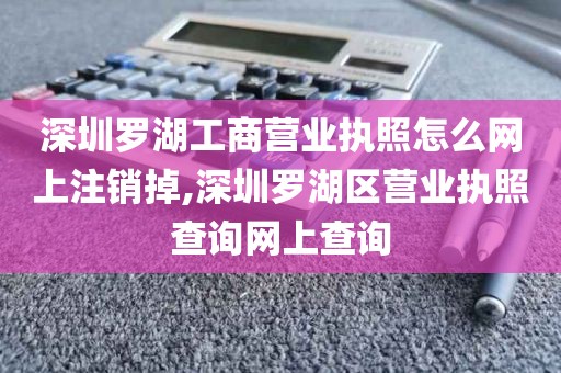 深圳罗湖工商营业执照怎么网上注销掉,深圳罗湖区营业执照查询网上查询