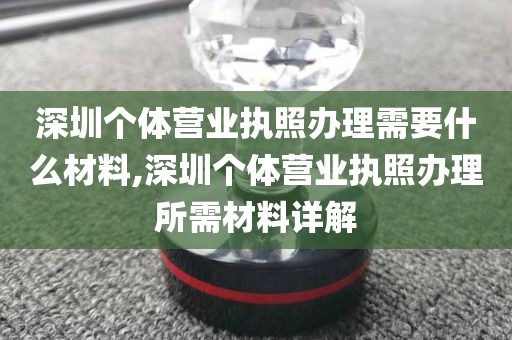 深圳个体营业执照办理需要什么材料,深圳个体营业执照办理所需材料详解