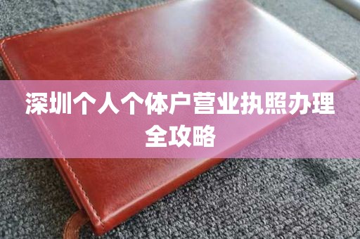 深圳个人个体户营业执照办理全攻略