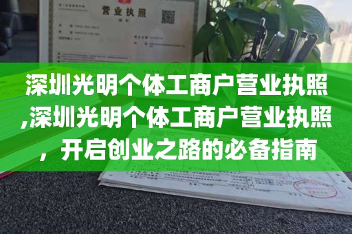 深圳光明个体工商户营业执照,深圳光明个体工商户营业执照，开启创业之路的必备指南