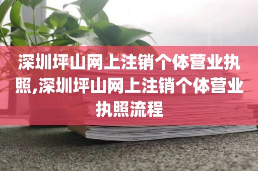 深圳坪山网上注销个体营业执照,深圳坪山网上注销个体营业执照流程