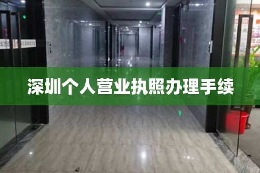 深圳个人营业执照办理手续