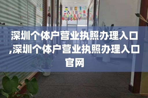 深圳个体户营业执照办理入口,深圳个体户营业执照办理入口官网
