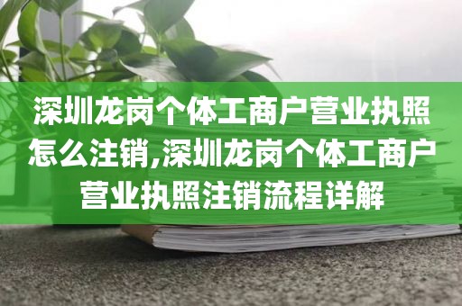 深圳龙岗个体工商户营业执照怎么注销,深圳龙岗个体工商户营业执照注销流程详解