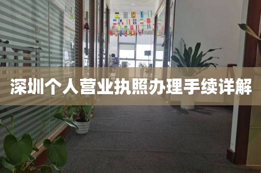 深圳个人营业执照办理手续详解