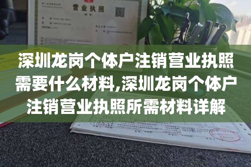 深圳龙岗个体户注销营业执照需要什么材料,深圳龙岗个体户注销营业执照所需材料详解