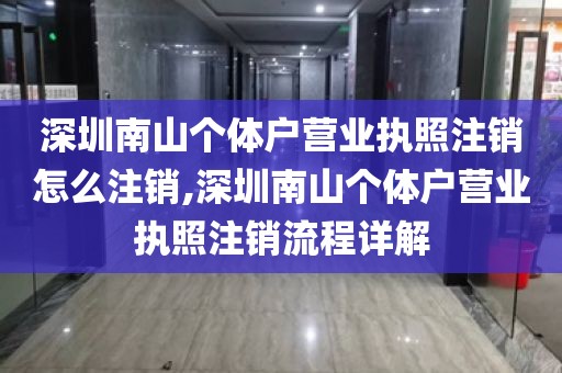 深圳南山个体户营业执照注销怎么注销,深圳南山个体户营业执照注销流程详解
