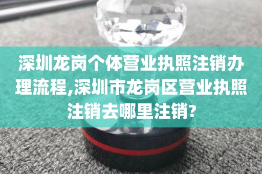 深圳龙岗个体营业执照注销办理流程,深圳市龙岗区营业执照注销去哪里注销?