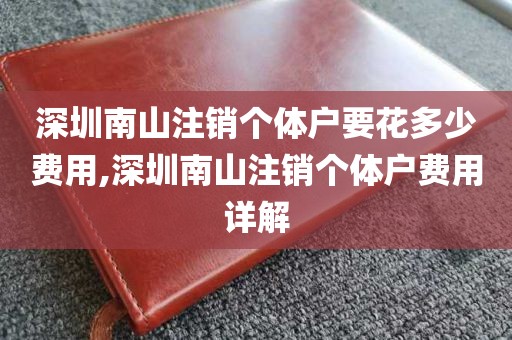 深圳南山注销个体户要花多少费用,深圳南山注销个体户费用详解