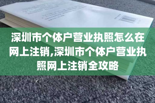 深圳市个体户营业执照怎么在网上注销,深圳市个体户营业执照网上注销全攻略