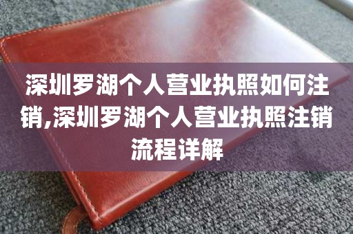深圳罗湖个人营业执照如何注销,深圳罗湖个人营业执照注销流程详解