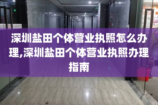 深圳盐田个体营业执照怎么办理,深圳盐田个体营业执照办理指南