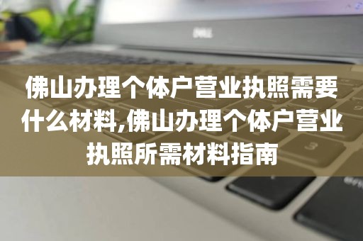 佛山办理个体户营业执照需要什么材料,佛山办理个体户营业执照所需材料指南
