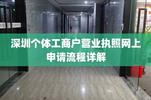 深圳个体工商户营业执照网上申请流程详解