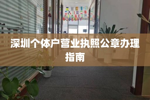 深圳个体户营业执照公章办理指南