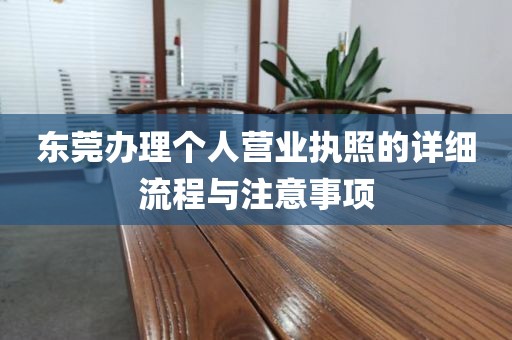 东莞办理个人营业执照的详细流程与注意事项