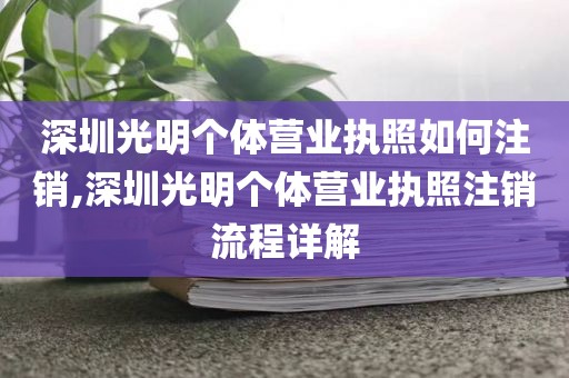 深圳光明个体营业执照如何注销,深圳光明个体营业执照注销流程详解