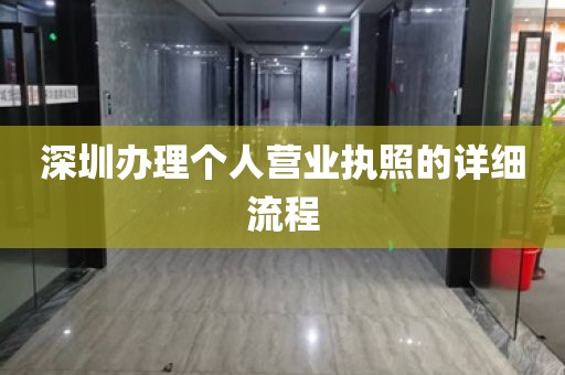 深圳办理个人营业执照的详细流程