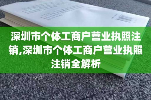 深圳市个体工商户营业执照注销,深圳市个体工商户营业执照注销全解析