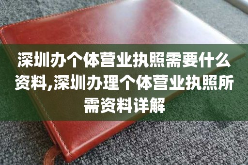 深圳办个体营业执照需要什么资料,深圳办理个体营业执照所需资料详解