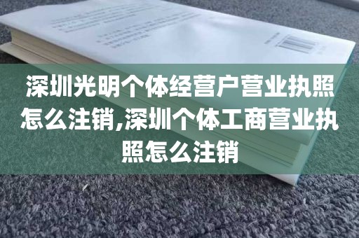 深圳光明个体经营户营业执照怎么注销,深圳个体工商营业执照怎么注销