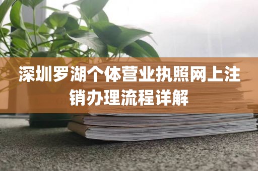 深圳罗湖个体营业执照网上注销办理流程详解