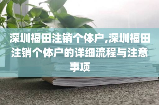 深圳福田注销个体户,深圳福田注销个体户的详细流程与注意事项
