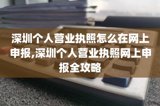 深圳个人营业执照怎么在网上申报,深圳个人营业执照网上申报全攻略