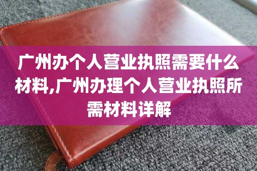 广州办个人营业执照需要什么材料,广州办理个人营业执照所需材料详解