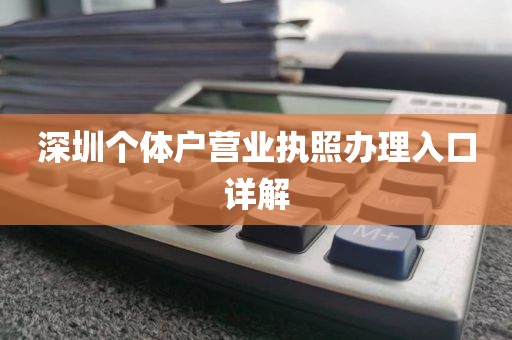 深圳个体户营业执照办理入口详解