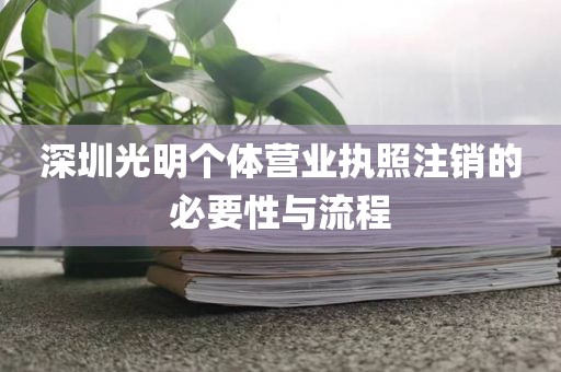 深圳光明个体营业执照注销的必要性与流程