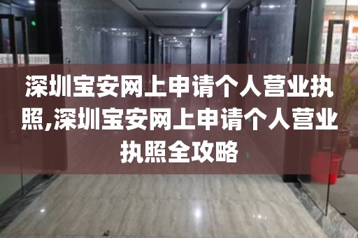 深圳宝安网上申请个人营业执照,深圳宝安网上申请个人营业执照全攻略