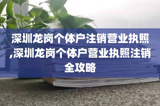 深圳龙岗个体户注销营业执照,深圳龙岗个体户营业执照注销全攻略