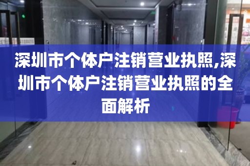 深圳市个体户注销营业执照,深圳市个体户注销营业执照的全面解析