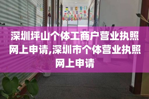 深圳坪山个体工商户营业执照网上申请,深圳市个体营业执照网上申请