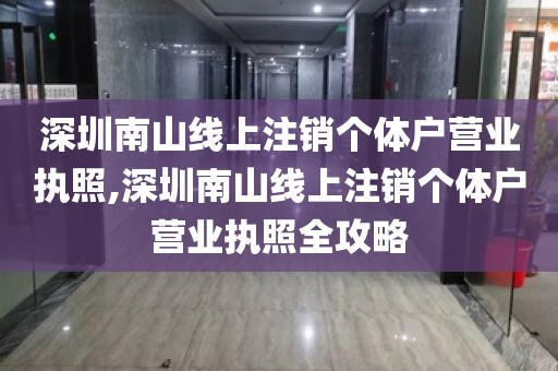 深圳南山线上注销个体户营业执照,深圳南山线上注销个体户营业执照全攻略