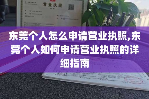 东莞个人怎么申请营业执照,东莞个人如何申请营业执照的详细指南