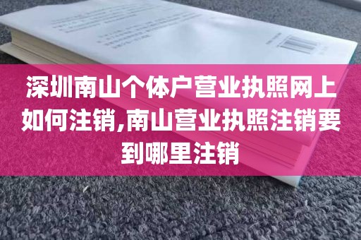 深圳南山个体户营业执照网上如何注销,南山营业执照注销要到哪里注销