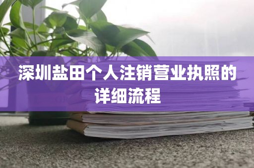深圳盐田个人注销营业执照的详细流程