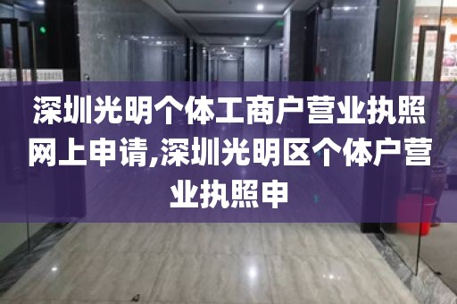 深圳光明个体工商户营业执照网上申请,深圳光明区个体户营业执照申
