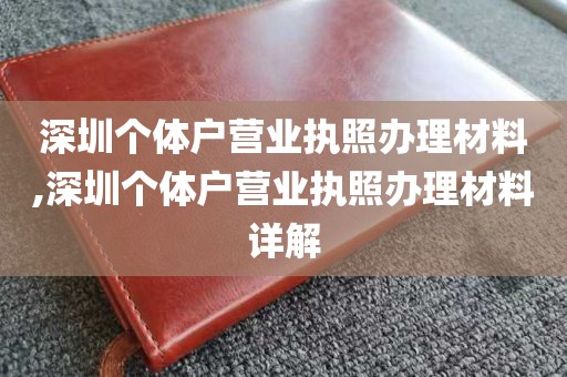 深圳个体户营业执照办理材料,深圳个体户营业执照办理材料详解