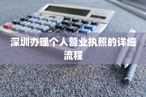 深圳办理个人营业执照的详细流程