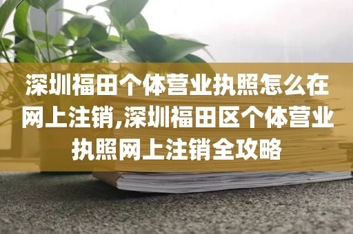 深圳福田个体营业执照怎么在网上注销,深圳福田区个体营业执照网上注销全攻略