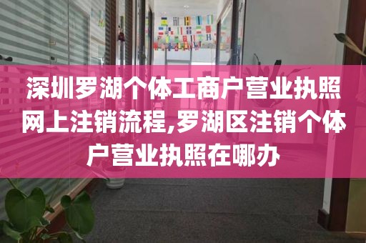 深圳罗湖个体工商户营业执照网上注销流程,罗湖区注销个体户营业执照在哪办