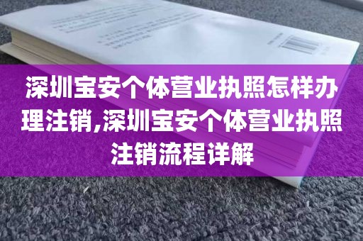 深圳宝安个体营业执照怎样办理注销,深圳宝安个体营业执照注销流程详解