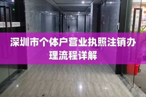 深圳市个体户营业执照注销办理流程详解