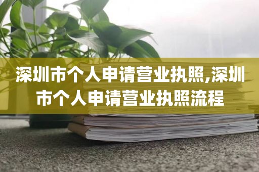 深圳市个人申请营业执照,深圳市个人申请营业执照流程