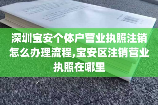 深圳宝安个体户营业执照注销怎么办理流程,宝安区注销营业执照在哪里