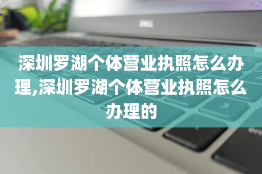 深圳罗湖个体营业执照怎么办理,深圳罗湖个体营业执照怎么办理的