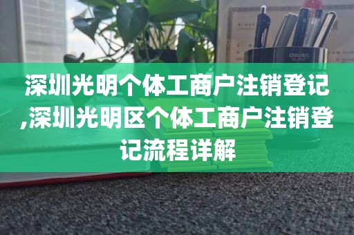深圳光明个体工商户注销登记,深圳光明区个体工商户注销登记流程详解